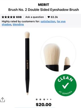 MERIT Brush No. 2 Double Sided Eyeshadow Brush